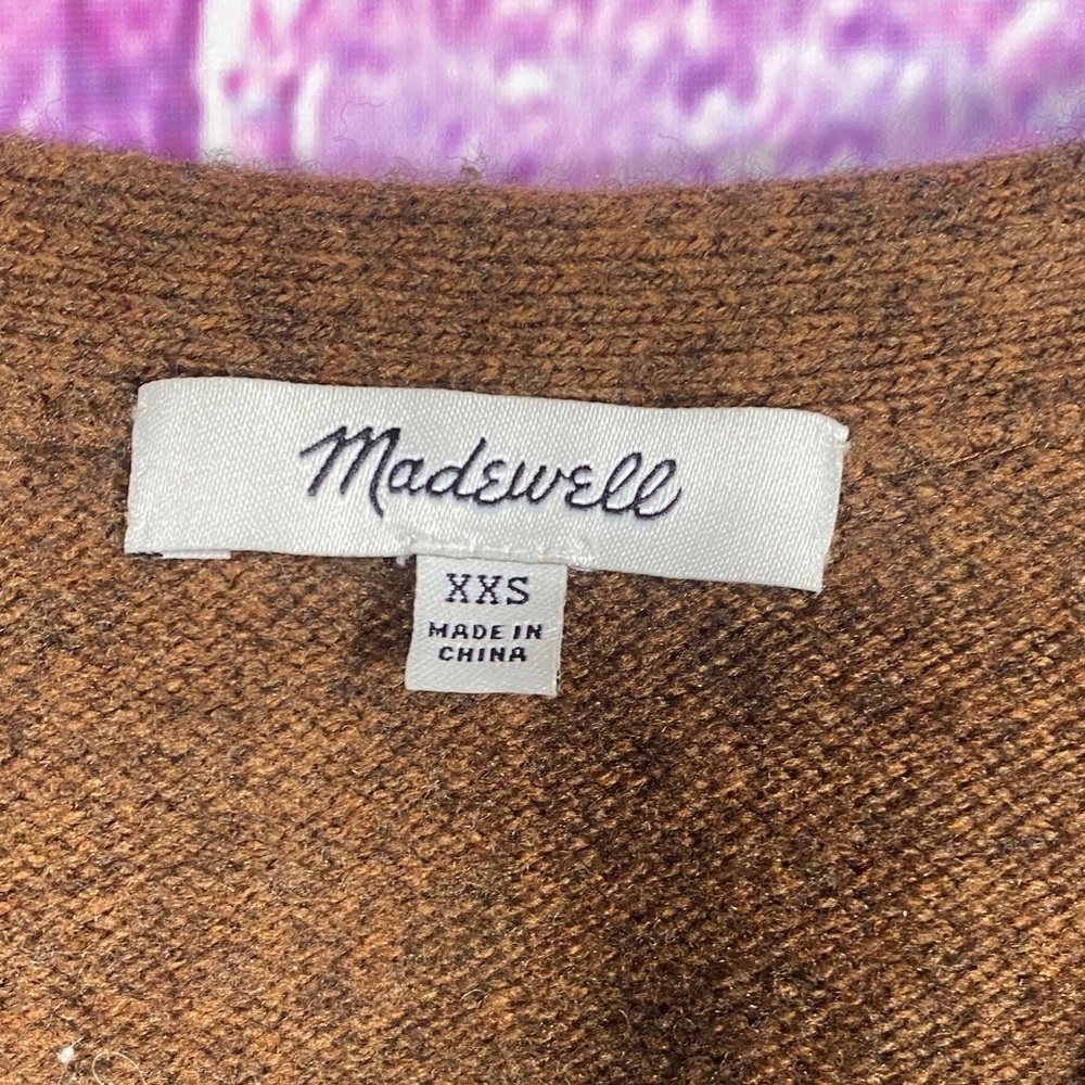 Madewell Women’s XXS Brown Button Front Cardigan Sweater Wool Blend - Picture 2 of 8